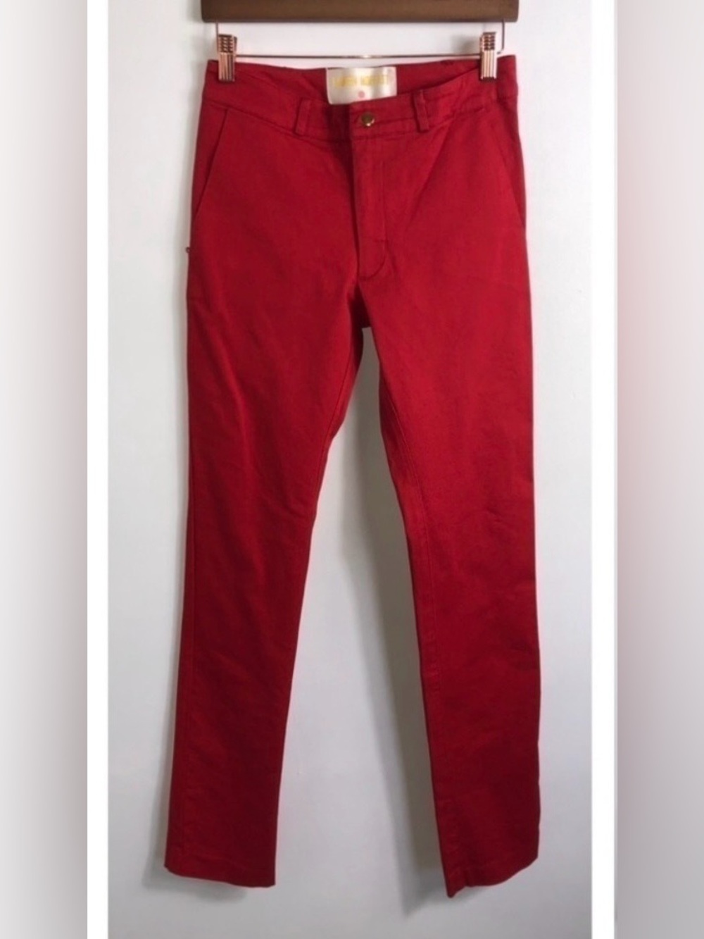 Lauren Moffatt Anthropologie Red Straight Leg Cotton Pants Sz 2 Classic Preppy